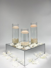 Cylinder Trio with Pearl Filler/Floating Candle & Mirror Box