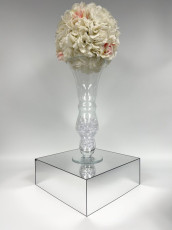 Flared Vase with Ivory/Light Pink Faux Floral & Mirror Box