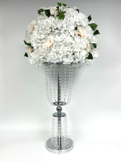 Flared Vase with White/Champagne Silver Crystal Stand
