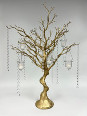Gold Tree with Crystal Chains & Hanging Votives