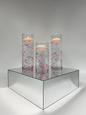 Cylinder Trio with Pink Pearl Filler/Floating Candle & Mirror Box