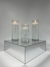 Cylinder Trio with White Pearl Filler/Floating Candle & Mirror Box