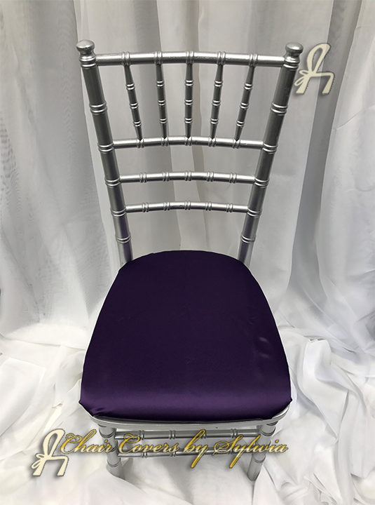 Deep Purple Satin Lamour - Chair Covers - Fine Linen - Chiavari Chair Rental